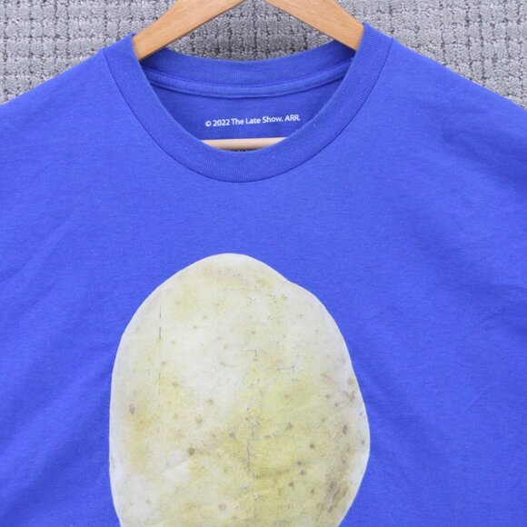 Stephen Colbert Late Night Show Shirt Mens XL Blue Short Sleeve Is Potato Rare - Picture 5 of 9